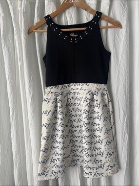 Epic Threads Black & White 'Love' Script Party Dress with Studded Neckline